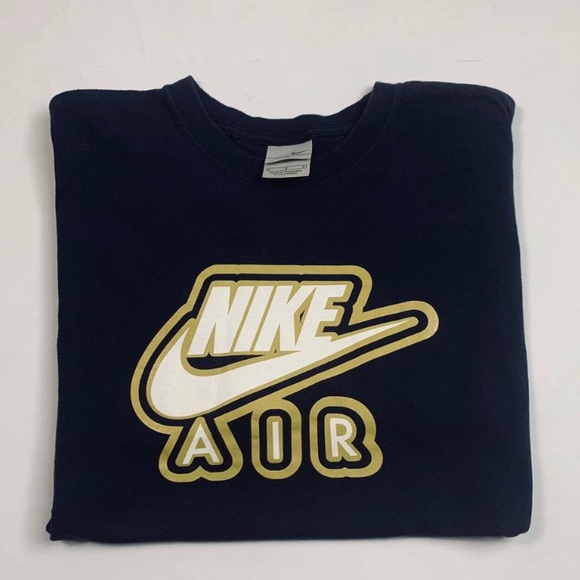 Nike Other - Nike Air Men Vintage 99 Swoosh Spellout Graphic T-Shirt In Navy Blue Gold Color